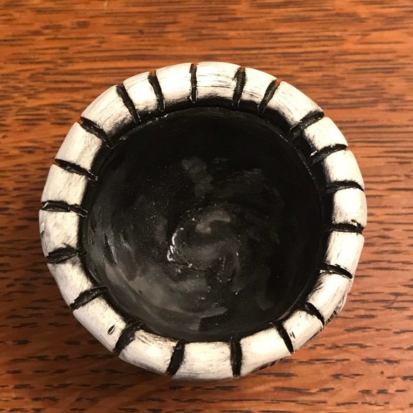 Black and White Tiny Pottery Salt Cellar or Succulent Planter - Picture 6 of 8